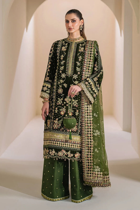BAROQUE 3PC EMBROIDERED VELVET UF-756 - Silko Store