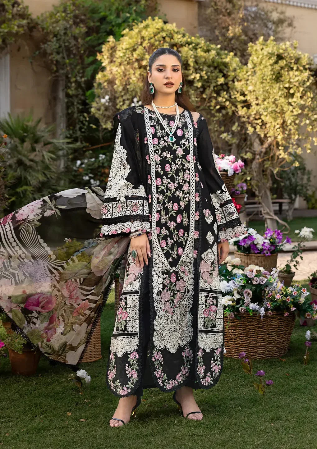 ELM-04 Mahjabeen – Luxury Lawn 2025 (Unstitched 3 Piece) - Silko Store