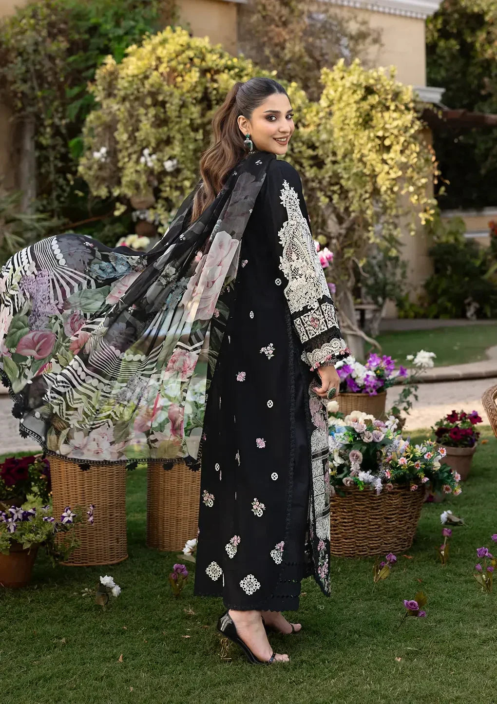 ELM-04 Mahjabeen – Luxury Lawn 2025 (Unstitched 3 Piece) - Silko Store