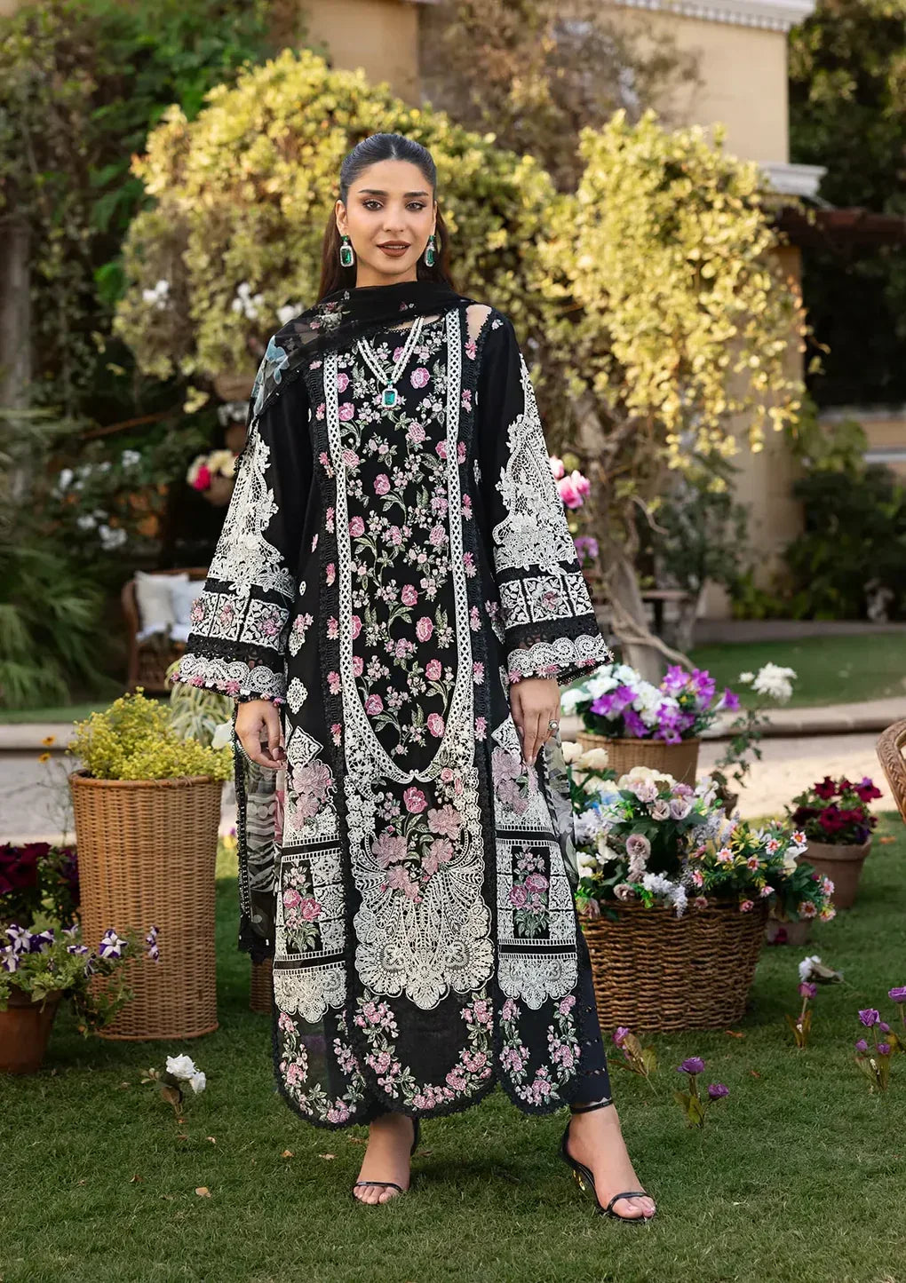 ELM-04 Mahjabeen – Luxury Lawn 2025 (Unstitched 3 Piece) - Silko Store