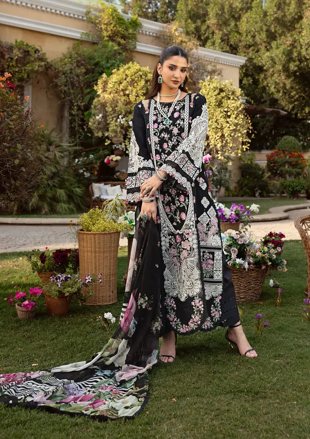 ELM-04 Mahjabeen – Luxury Lawn 2025 (Unstitched 3 Piece) - Silko Store