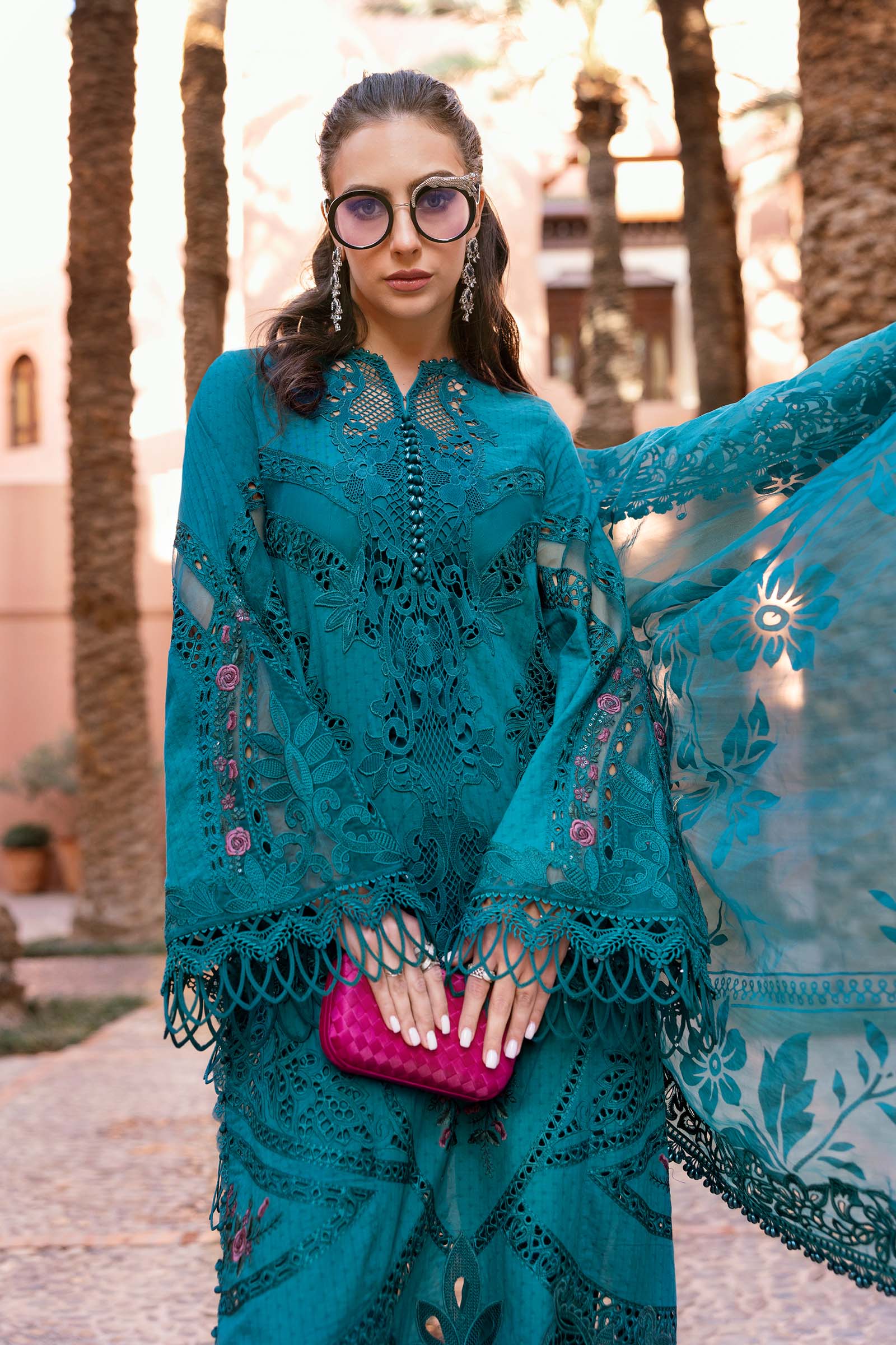 3 Piece Unstitched Embroidered Dobby Lawn Suit | D-2513-B - Silko Store