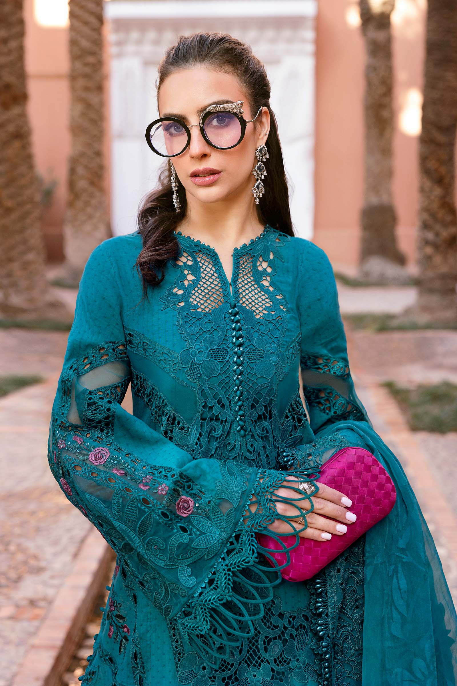 3 Piece Unstitched Embroidered Dobby Lawn Suit | D-2513-B - Silko Store