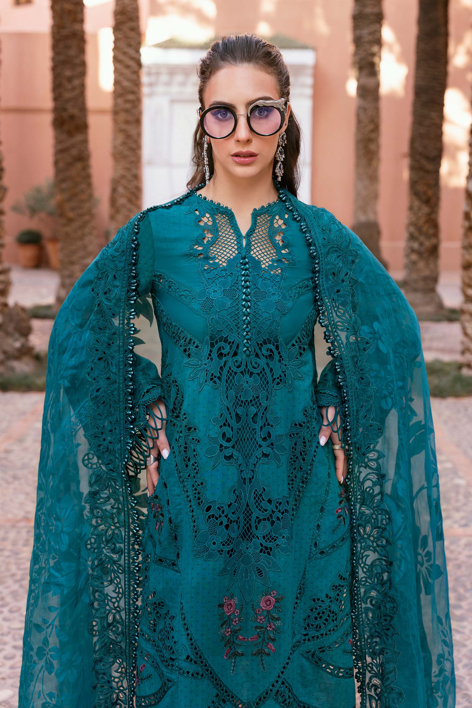 3 Piece Unstitched Embroidered Dobby Lawn Suit | D-2513-B - Silko Store