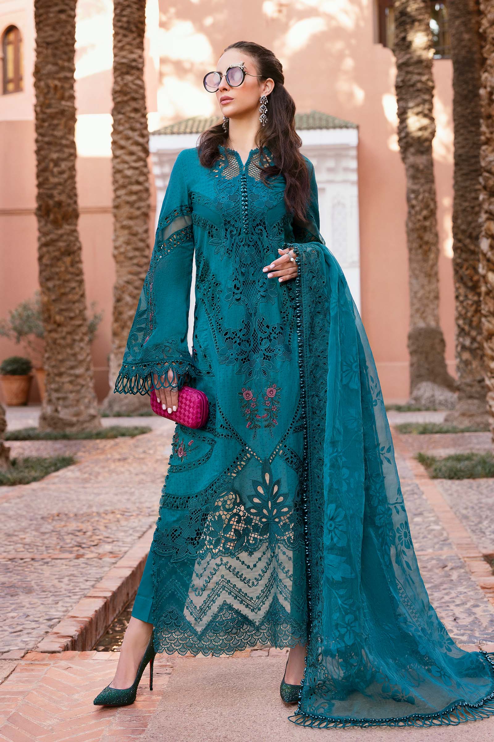 3 Piece Unstitched Embroidered Dobby Lawn Suit | D-2513-B - Silko Store