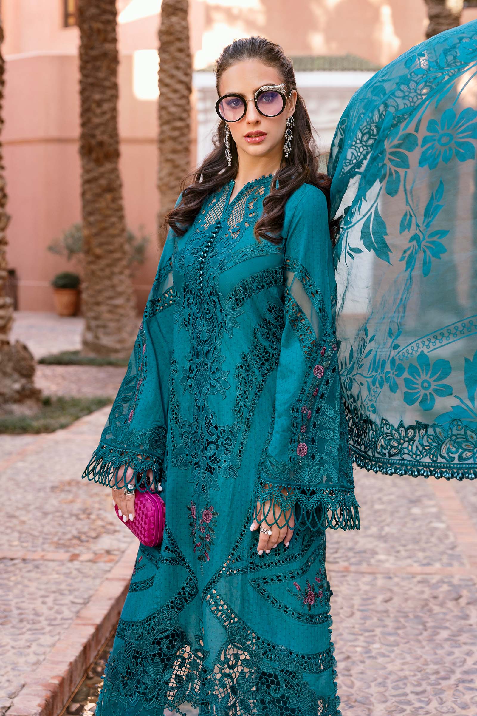 3 Piece Unstitched Embroidered Dobby Lawn Suit | D-2513-B - Silko Store