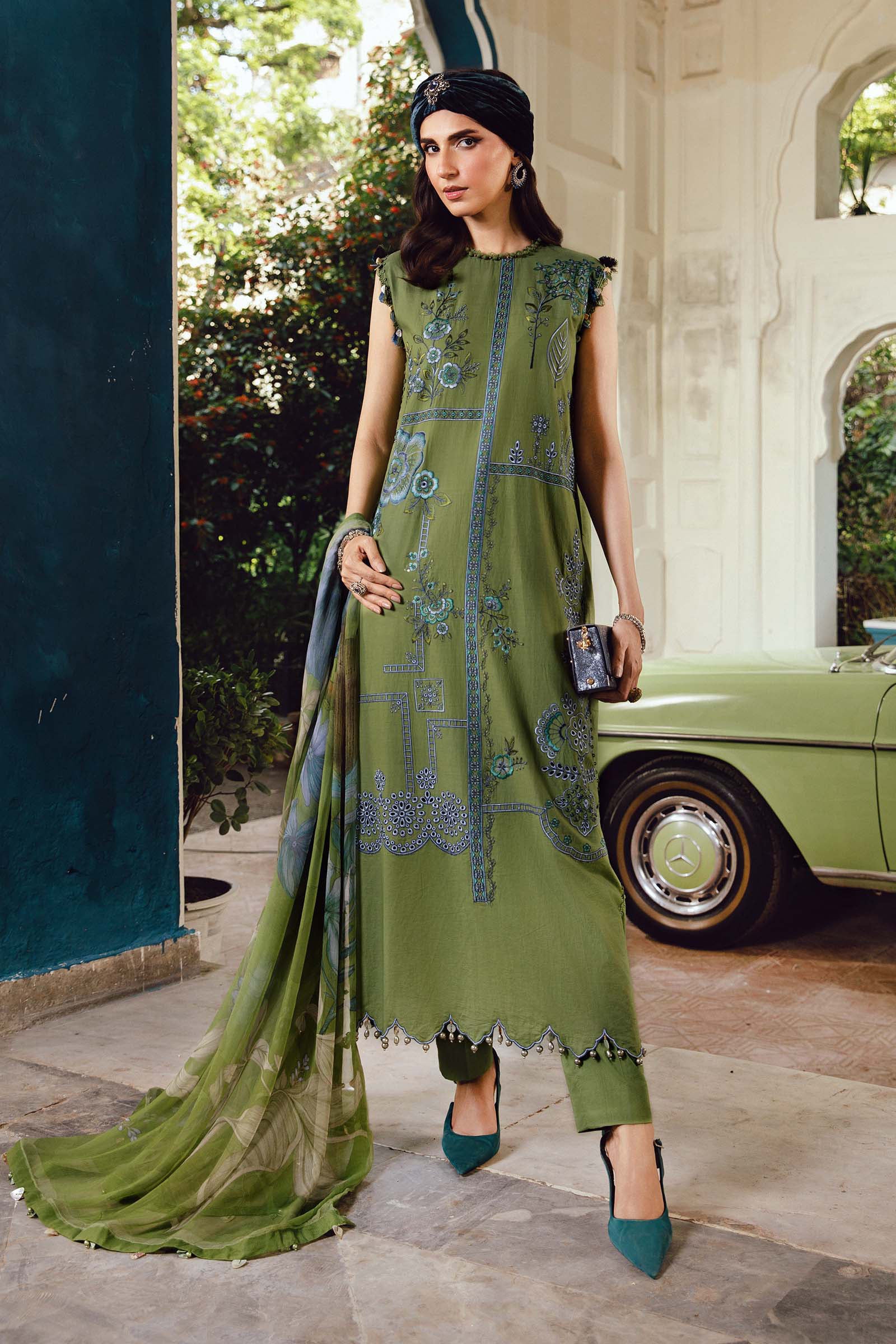 3 Piece Unstitched Embroidered Cambric Suit | MPT-2701-A - My Store
