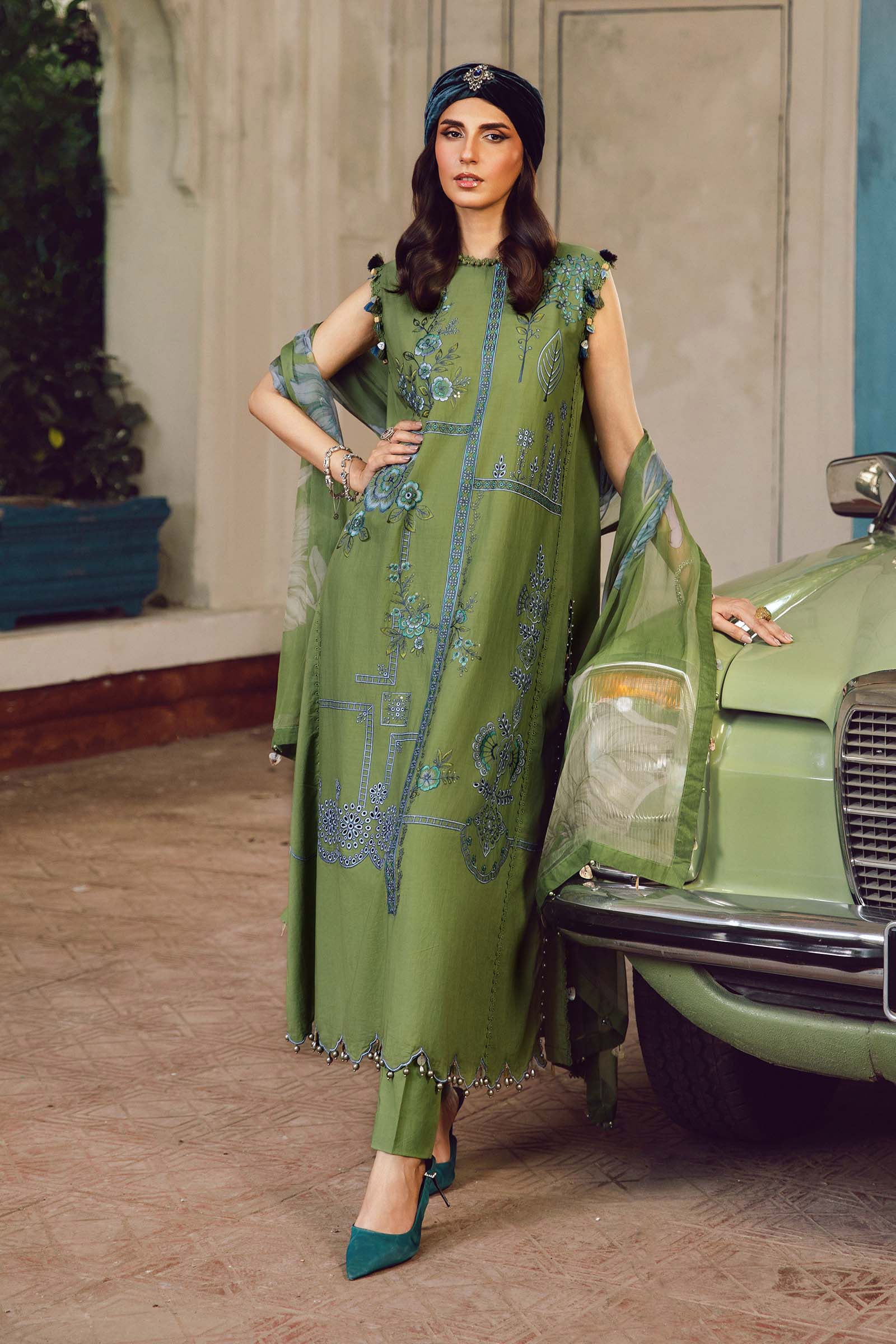 3 Piece Unstitched Embroidered Cambric Suit | MPT-2701-A - My Store