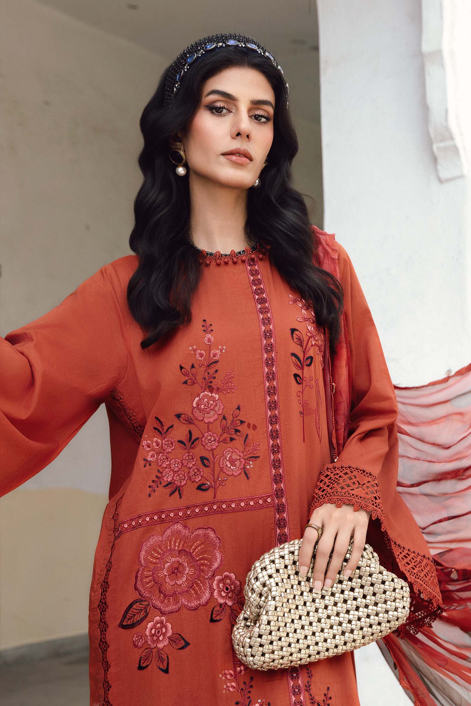 3 Piece Unstitched Embroidered Cambric Suit | MPT-2701-B - My Store