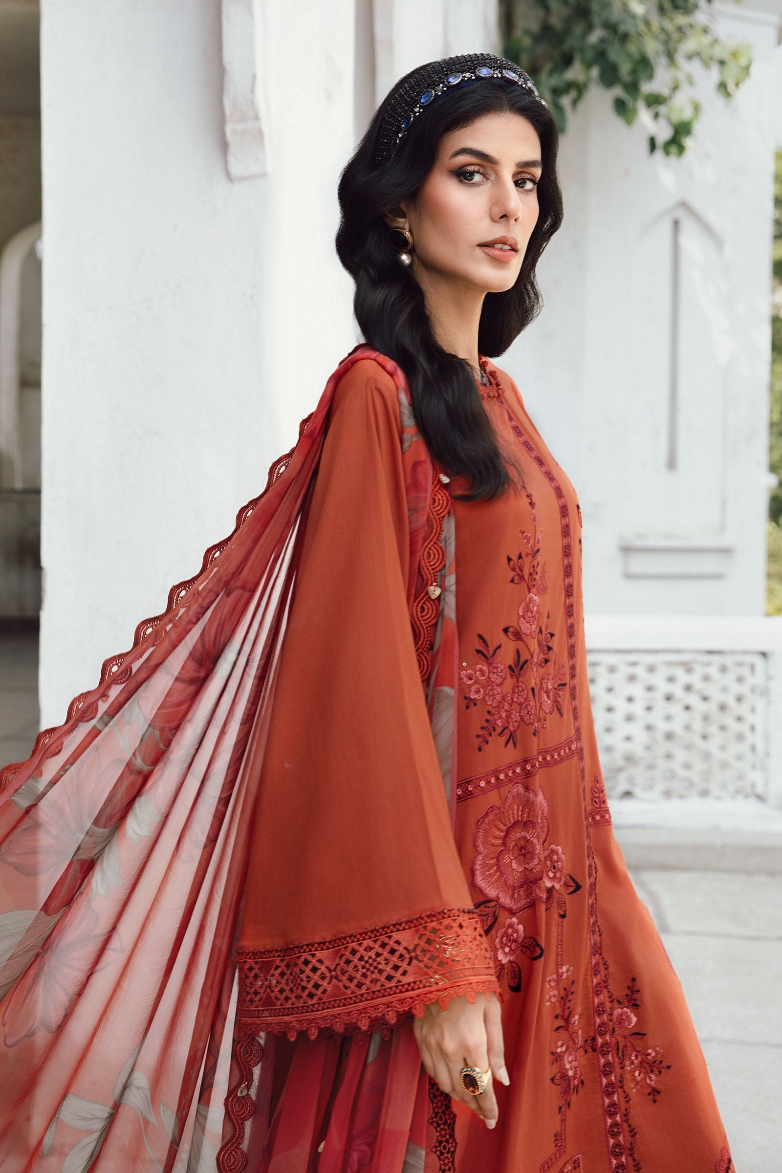 3 Piece Unstitched Embroidered Cambric Suit | MPT-2701-B - My Store