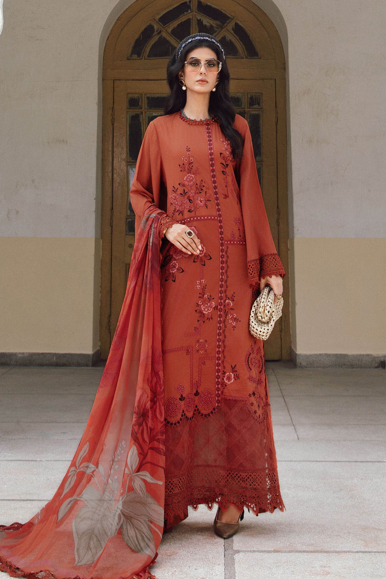 3 Piece Unstitched Embroidered Cambric Suit | MPT-2701-B - My Store