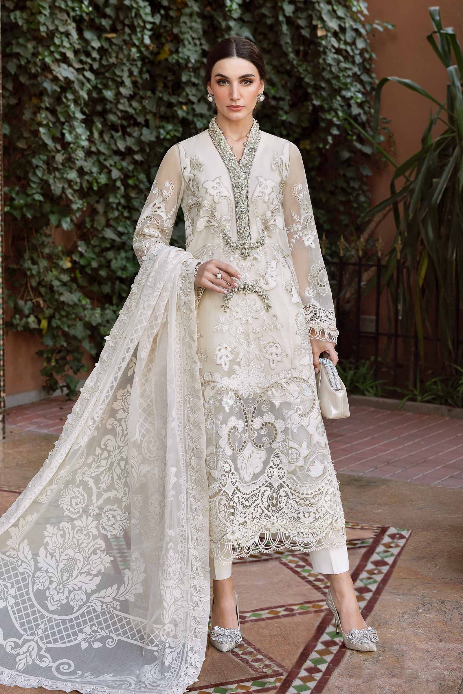 3 Piece Unstitched Embroidered Organza Suit | D-2506-A - Silko Store
