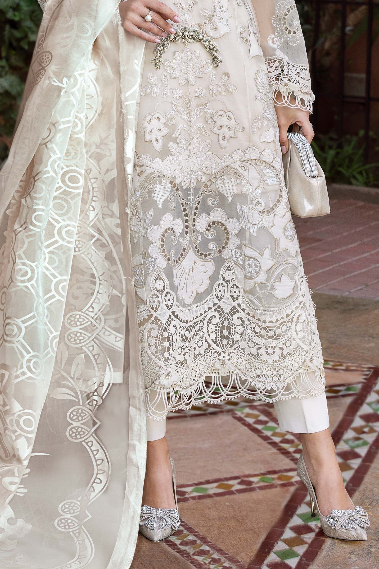 3 Piece Unstitched Embroidered Organza Suit | D-2506-A - Silko Store