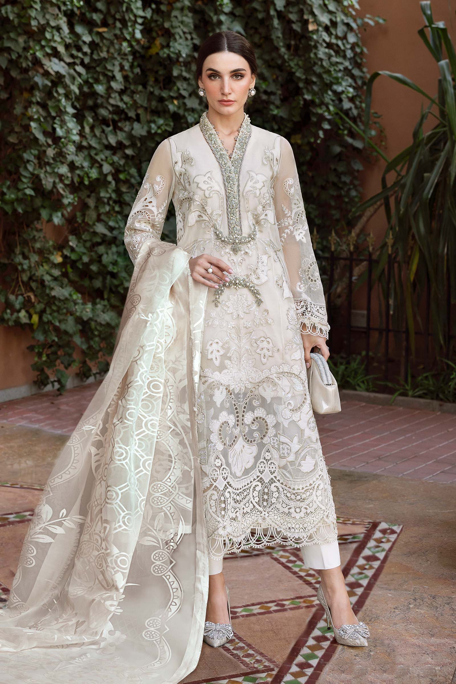 3 Piece Unstitched Embroidered Organza Suit | D-2506-A - Silko Store