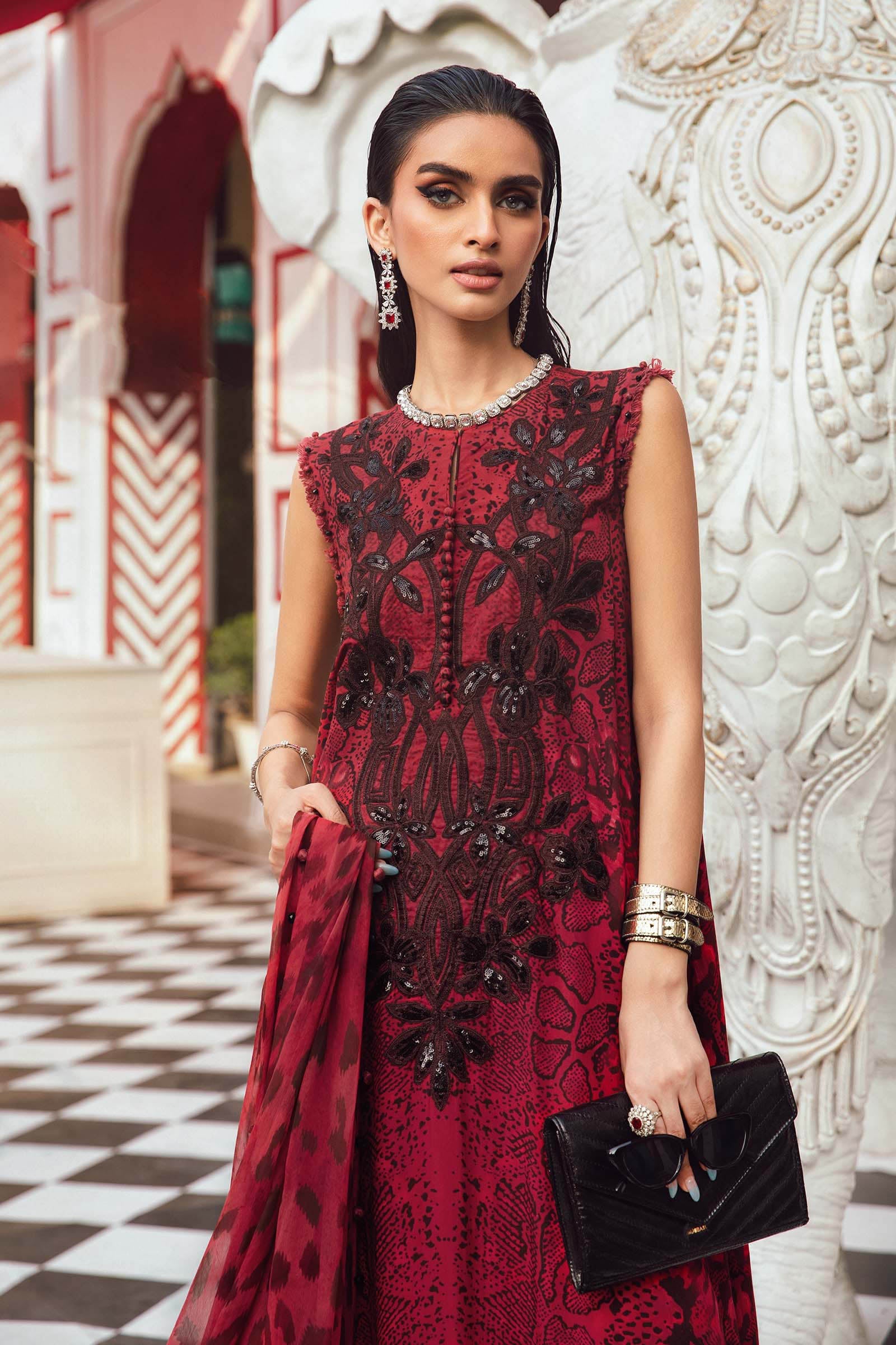 3 Piece Unstitched Embroidered Linen Suit | MPT-2702-A - My Store
