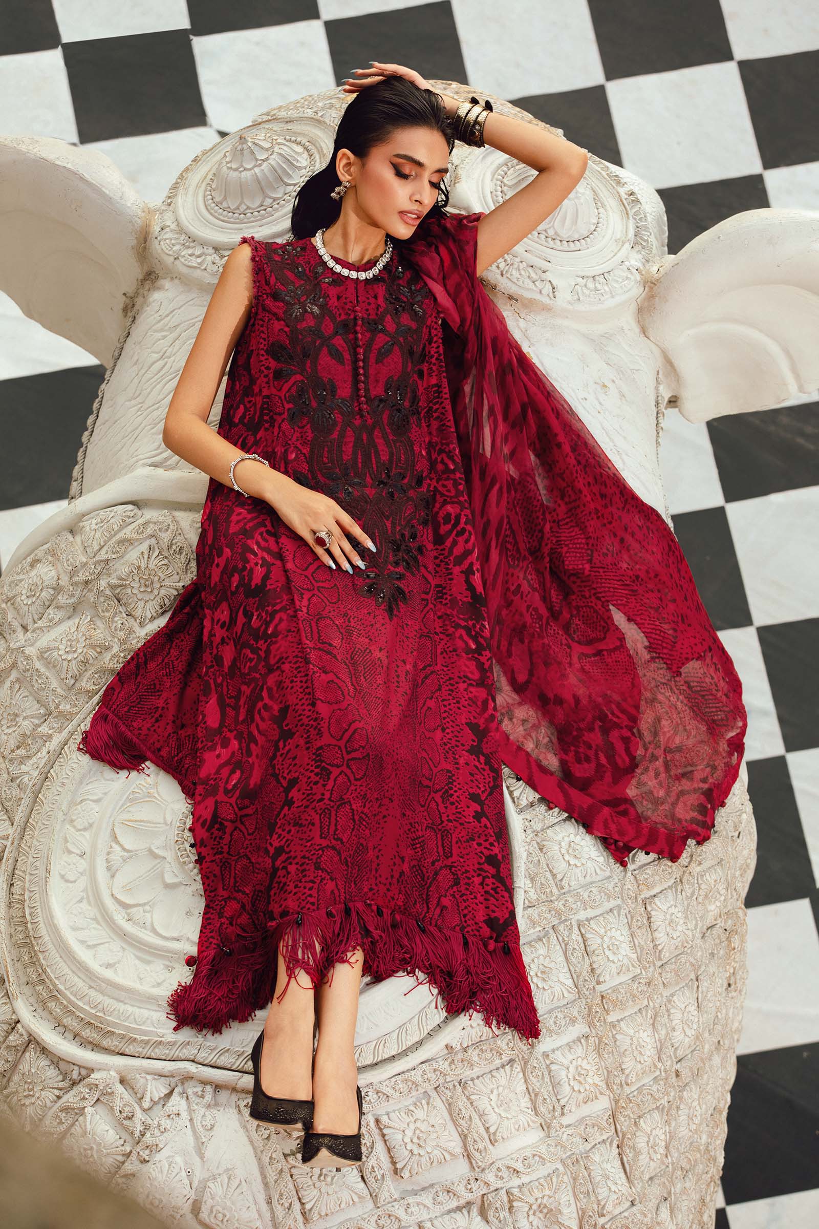 3 Piece Unstitched Embroidered Linen Suit | MPT-2702-A - My Store