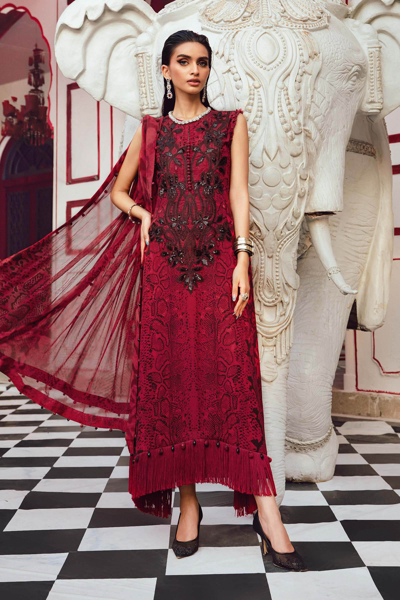 3 Piece Unstitched Embroidered Linen Suit | MPT-2702-A - My Store