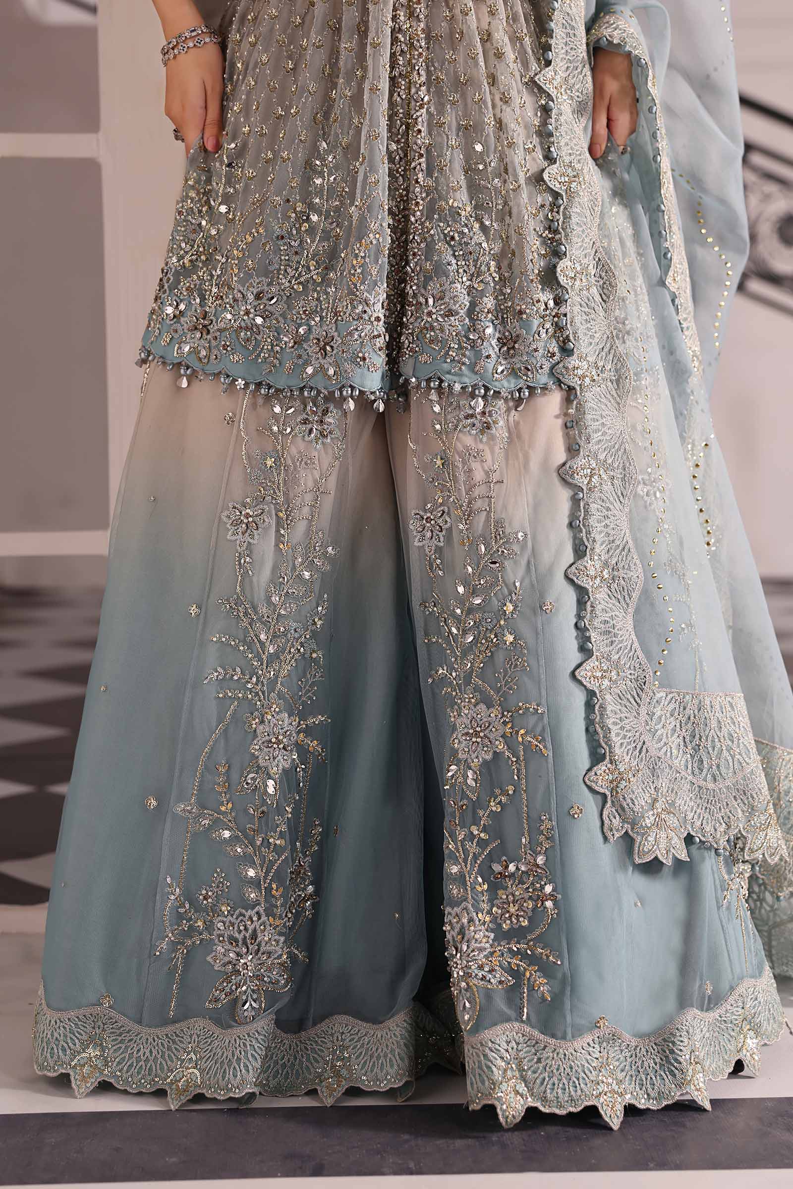 3 Piece Unstitched Embroidered Net Suit | BD-3002 - Silko Store