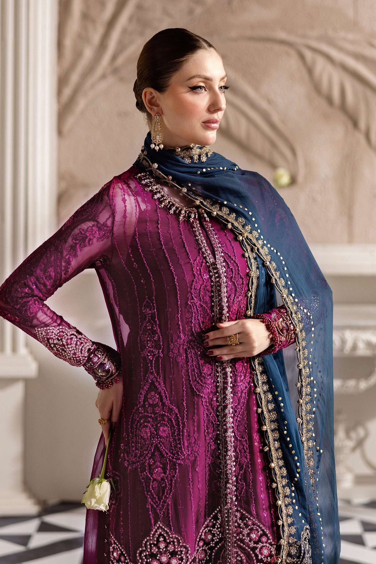 3 Piece Unstitched Embroidered Chiffon Suit | MPC-25-102 - My Store