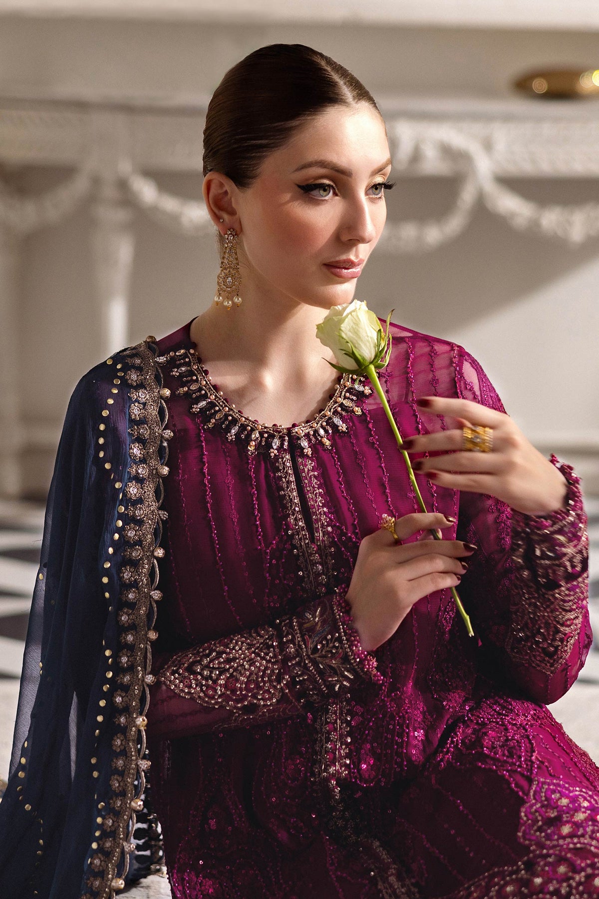 3 Piece Unstitched Embroidered Chiffon Suit | MPC-25-102 - My Store