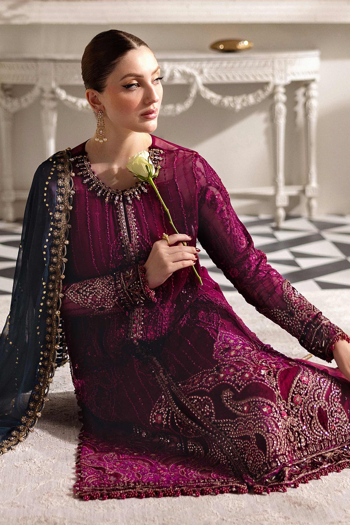 3 Piece Unstitched Embroidered Chiffon Suit | MPC-25-102 - My Store