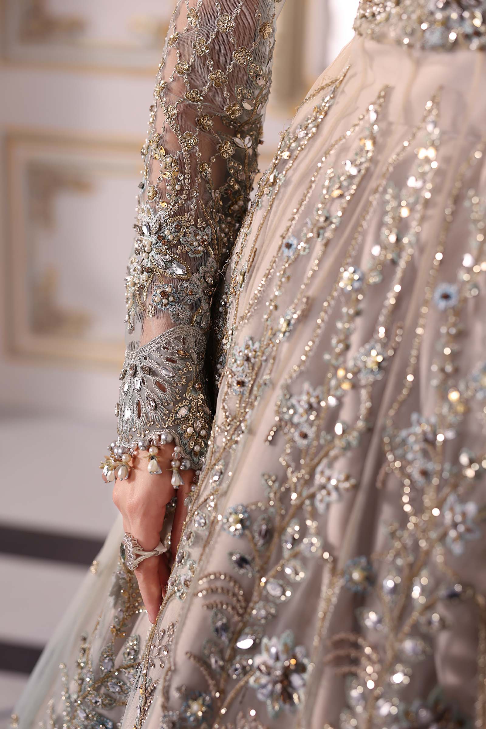 3 Piece Unstitched Embroidered Net Suit | BD-3002 - Silko Store