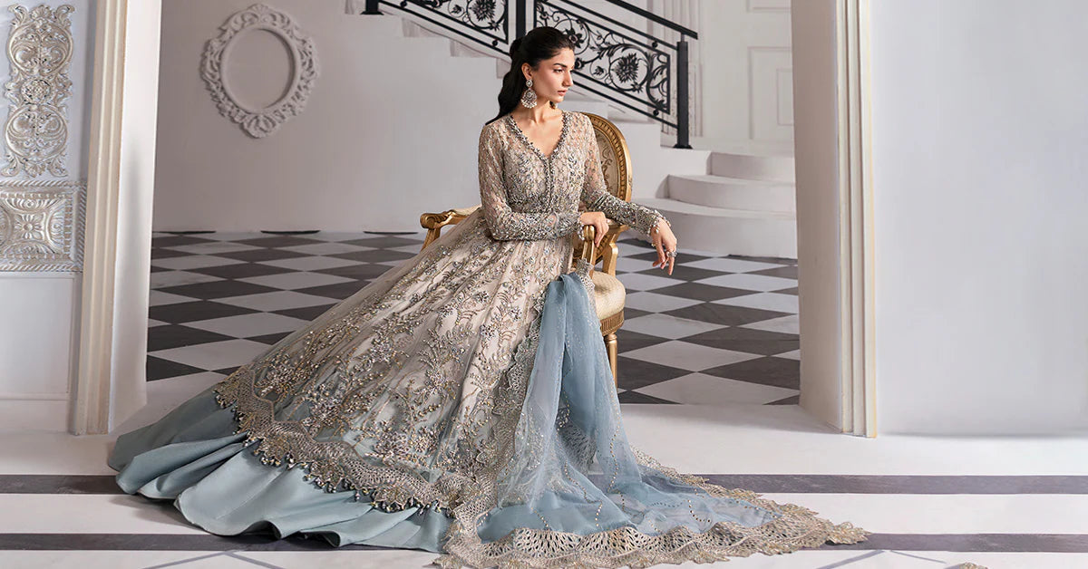 3 Piece Unstitched Embroidered Net Suit | BD-3002 - Silko Store