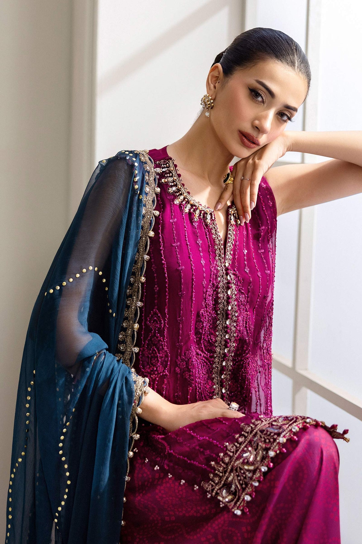 3 Piece Unstitched Embroidered Chiffon Suit | MPC-25-102 - My Store