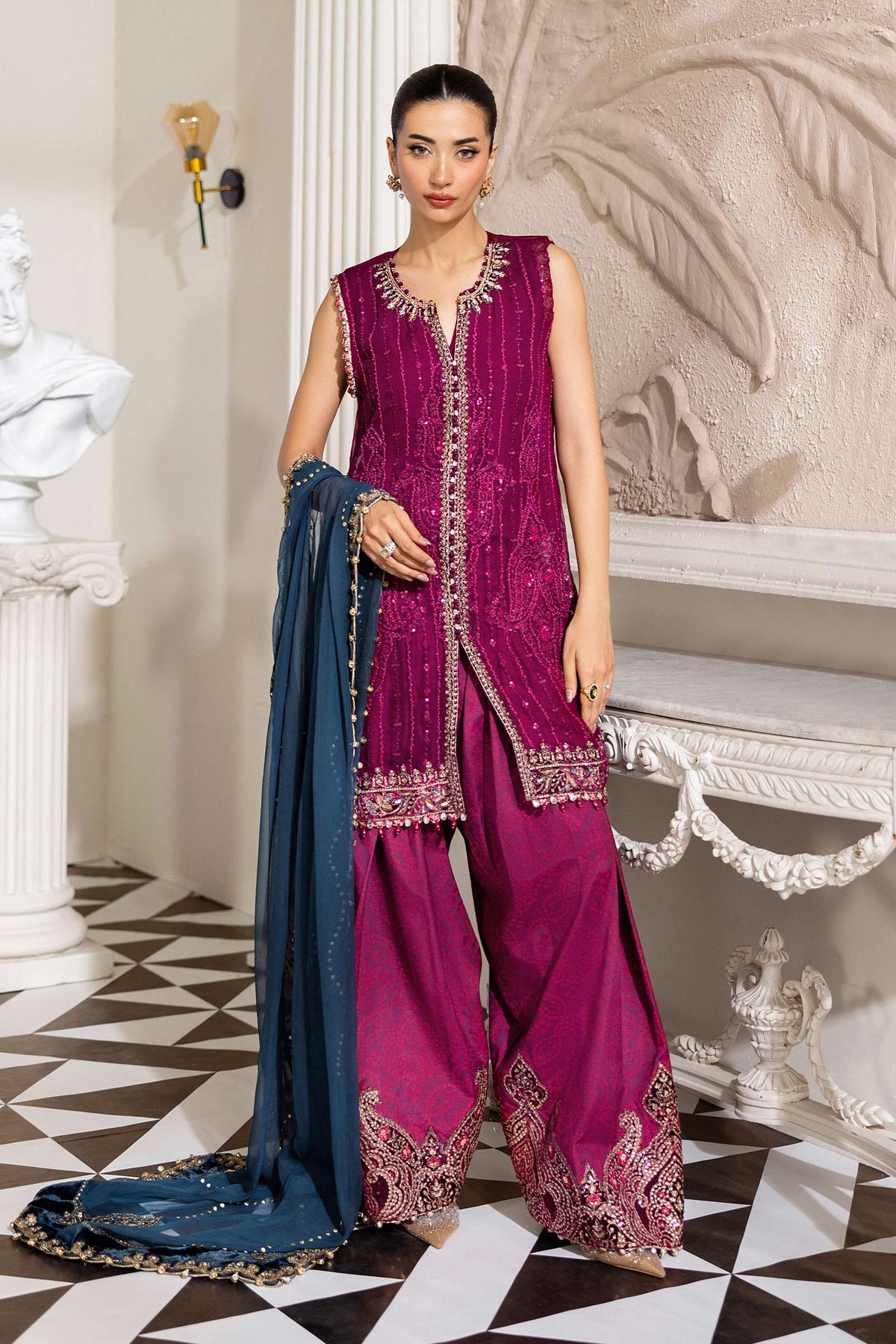 3 Piece Unstitched Embroidered Chiffon Suit | MPC-25-102 - My Store