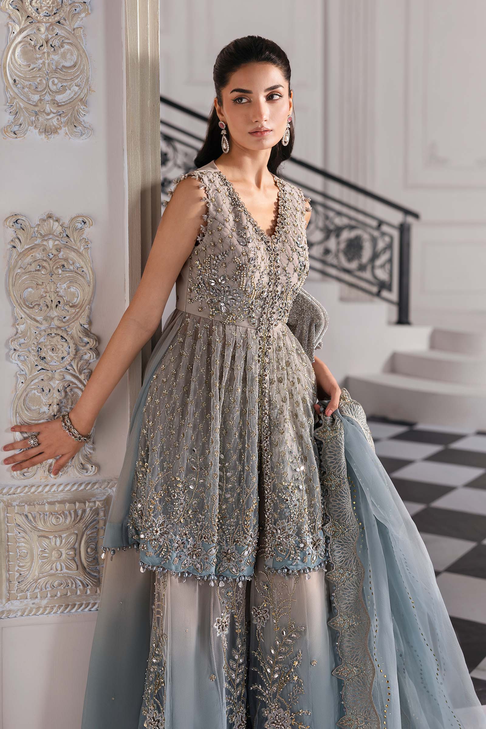 3 Piece Unstitched Embroidered Net Suit | BD-3002 - Silko Store