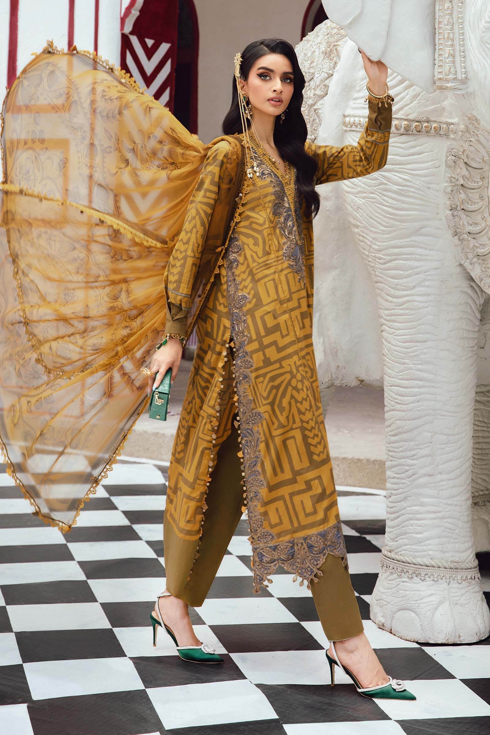 3 Piece Unstitched Embroidered Cambric Suit | MPT-2703-A - My Store