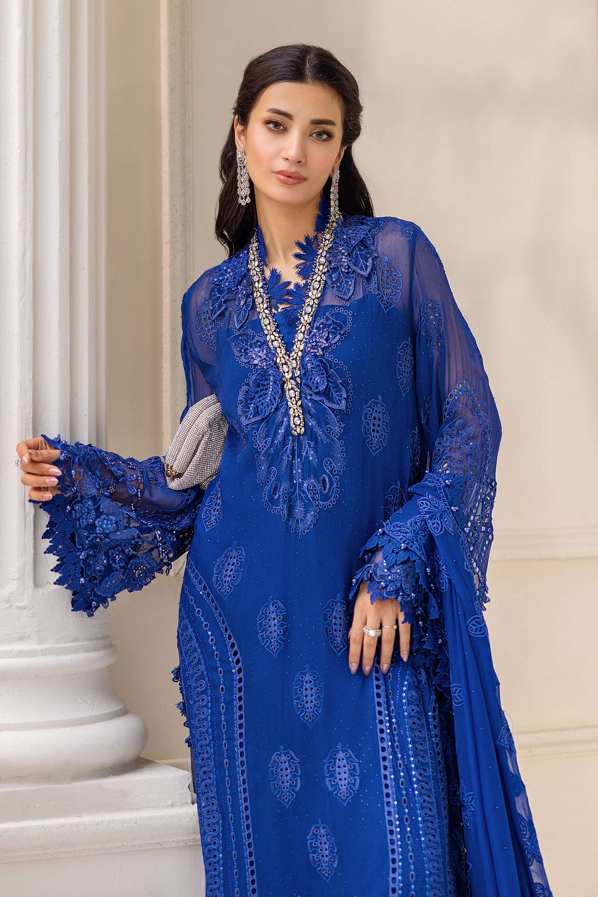 3 Piece Unstitched Embroidered Chiffon Suit | MPC-25-103 - My Store