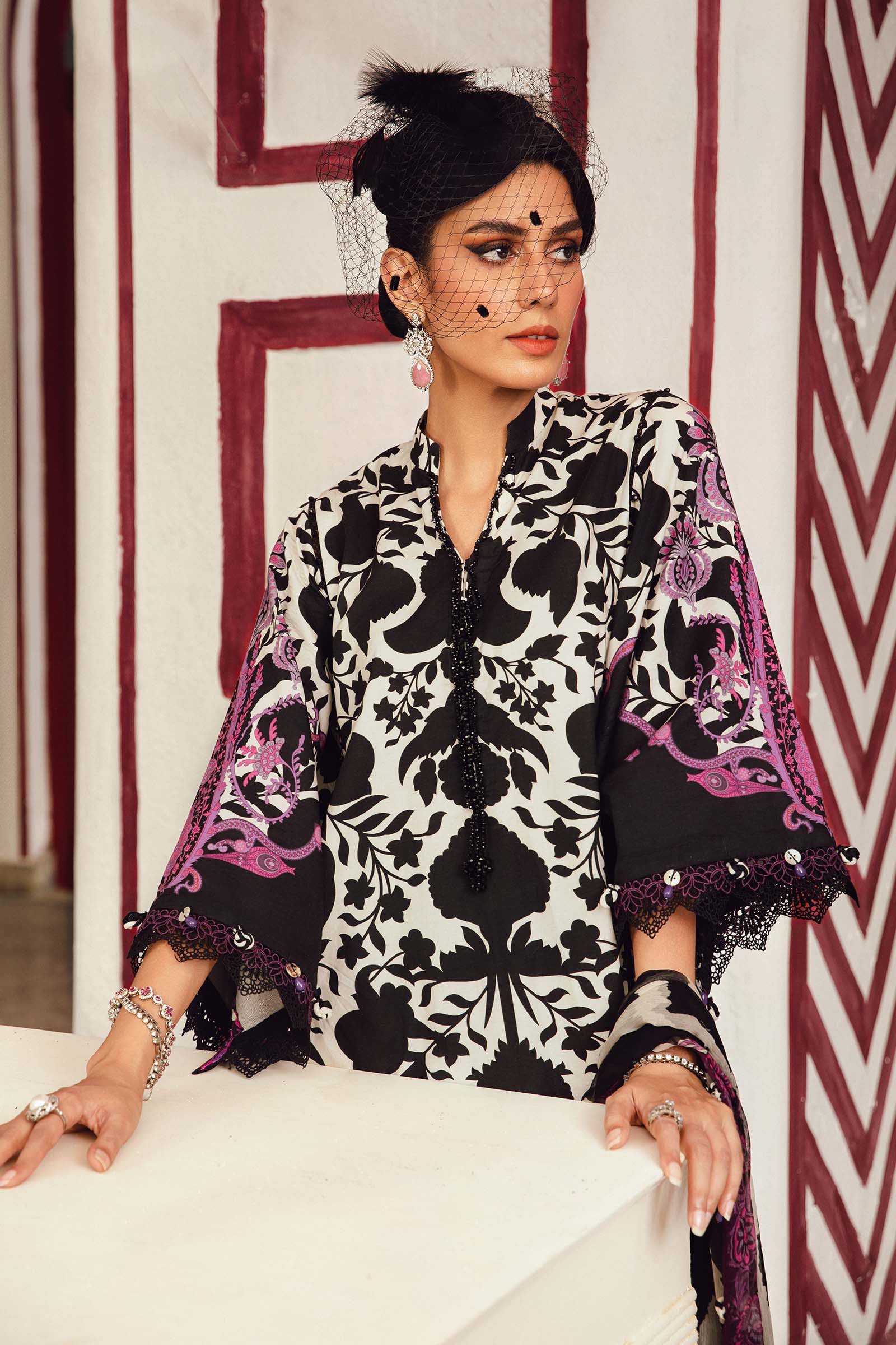 3 Piece Unstitched Embroidered Cambric Suit | MPT-2704-B - My Store