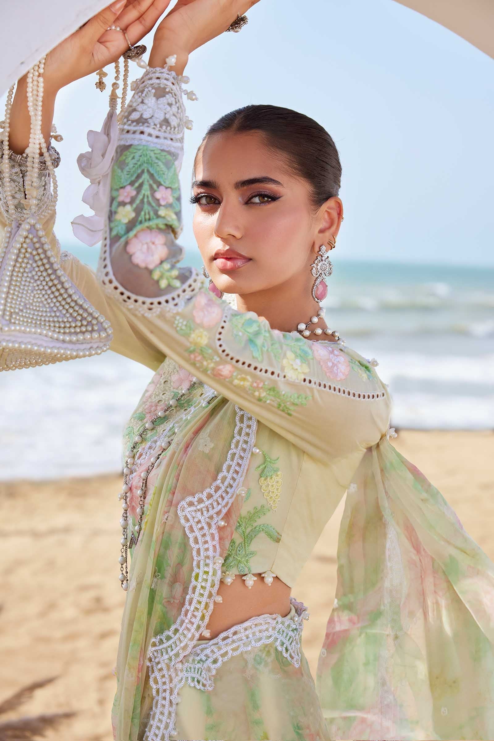 3 Piece Unstitched Embroidered Lawn Suit | EID LAWN-25-04 - Silko Store
