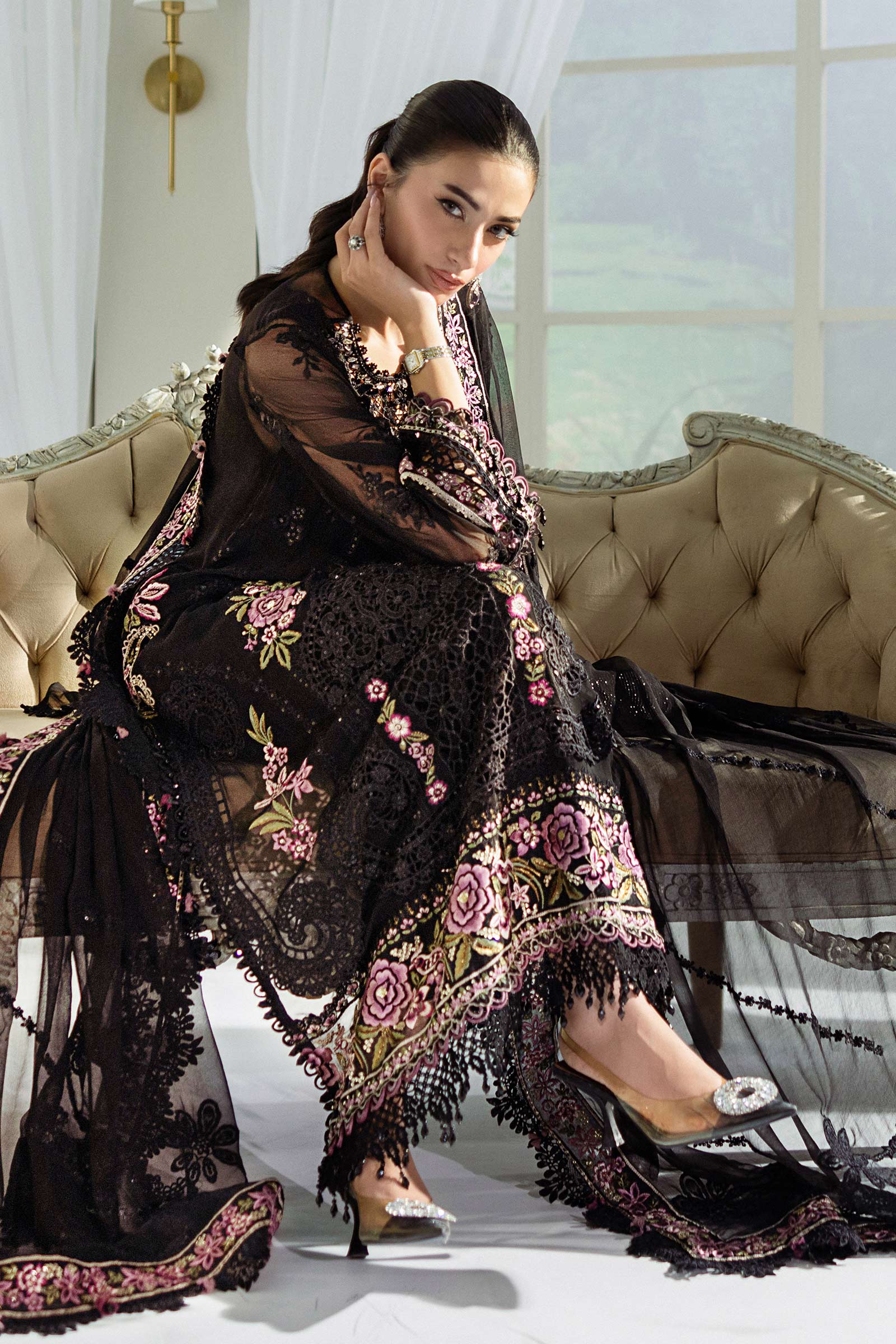 3 Piece Unstitched Embroidered Chiffon Suit | MPC-25-104 - My Store