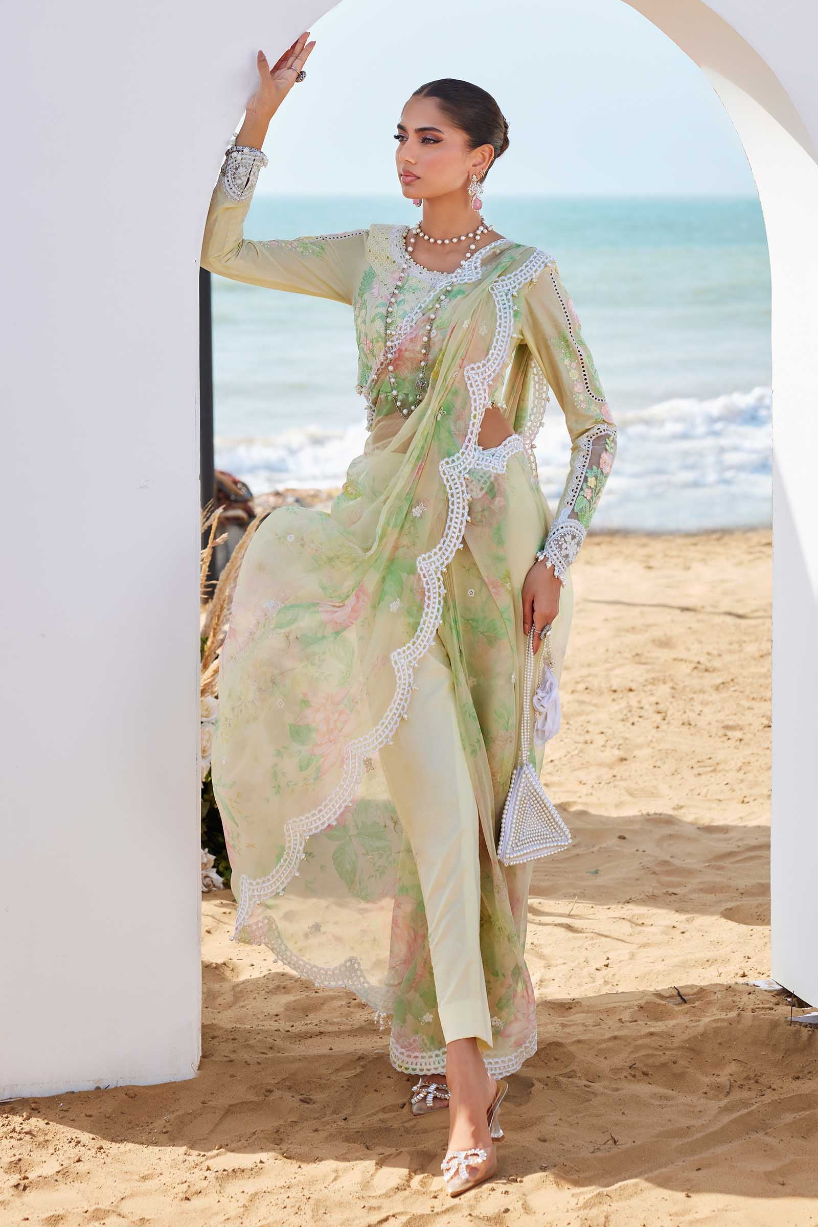 3 Piece Unstitched Embroidered Lawn Suit | EID LAWN-25-04 - Silko Store