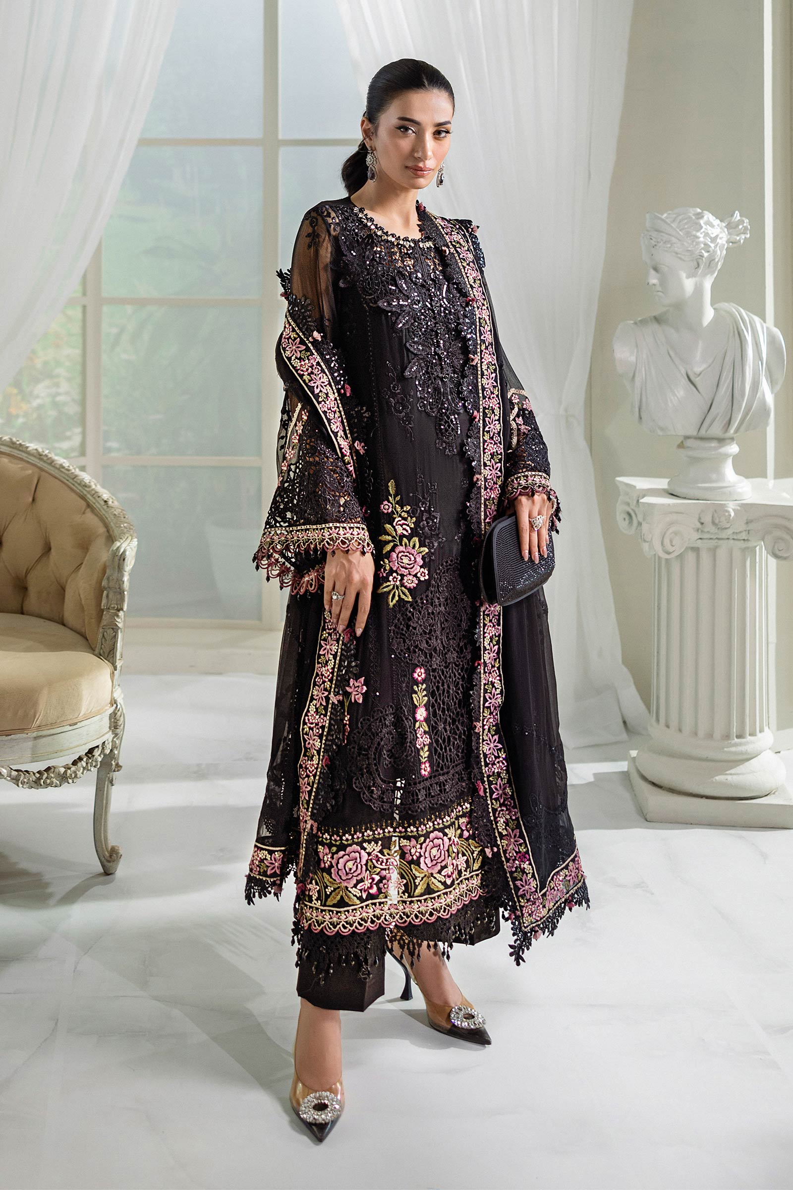 3 Piece Unstitched Embroidered Chiffon Suit | MPC-25-104 - My Store