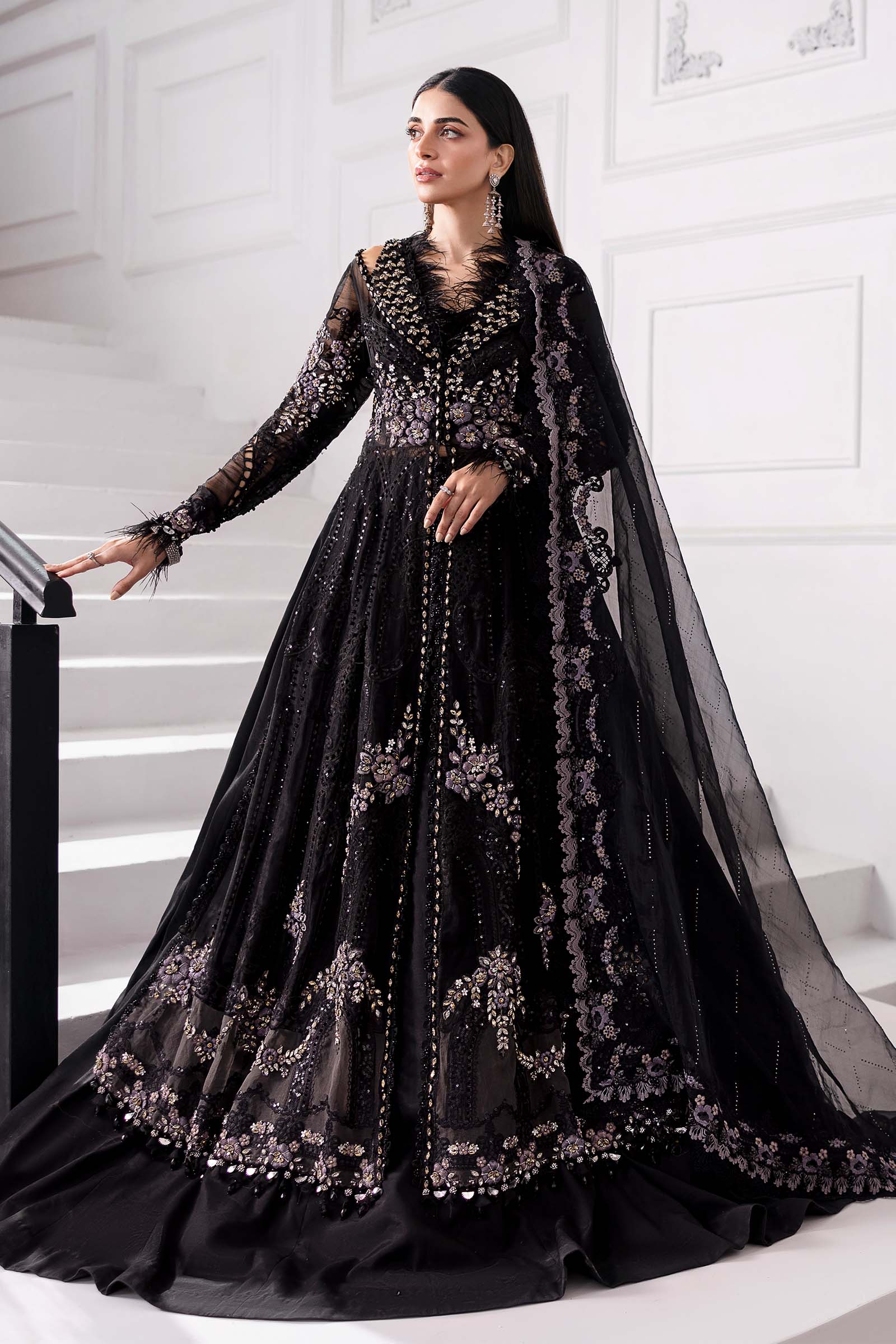 3 Piece Unstitched Embroidered Organza Suit | BD-3004 - Silko Store
