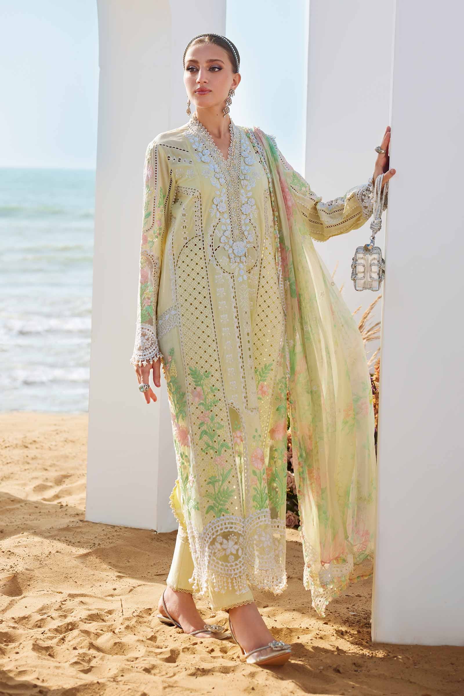 3 Piece Unstitched Embroidered Lawn Suit | EID LAWN-25-04 - Silko Store