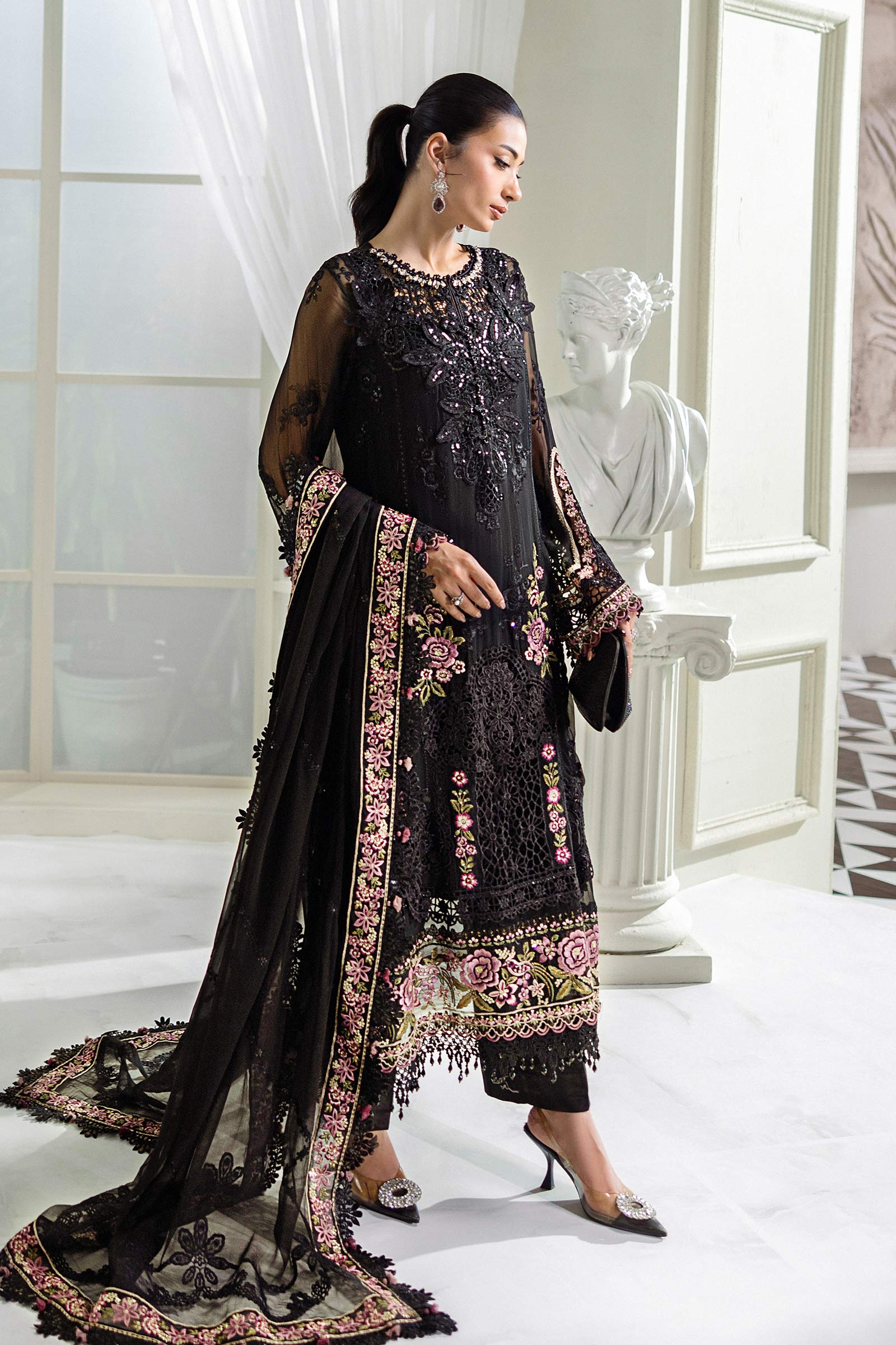 3 Piece Unstitched Embroidered Chiffon Suit | MPC-25-104 - My Store