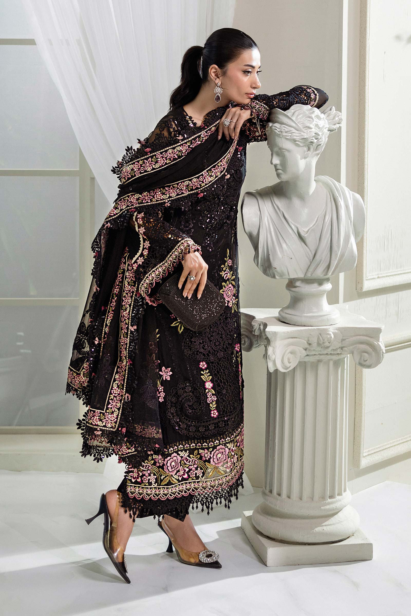 3 Piece Unstitched Embroidered Chiffon Suit | MPC-25-104 - My Store