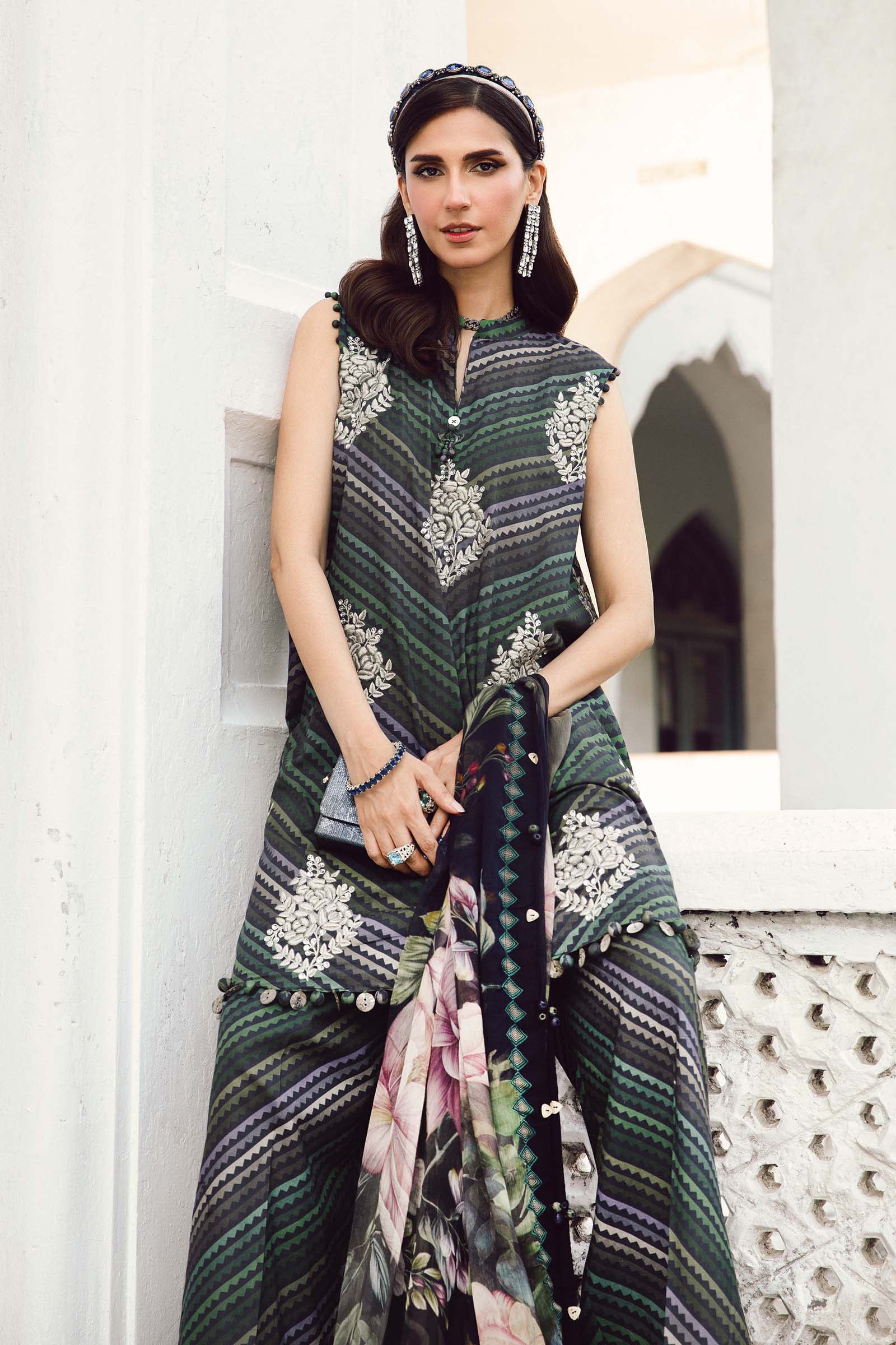 3 Piece Unstitched Embroidered Cambric Suit | MPT-2705-A - My Store