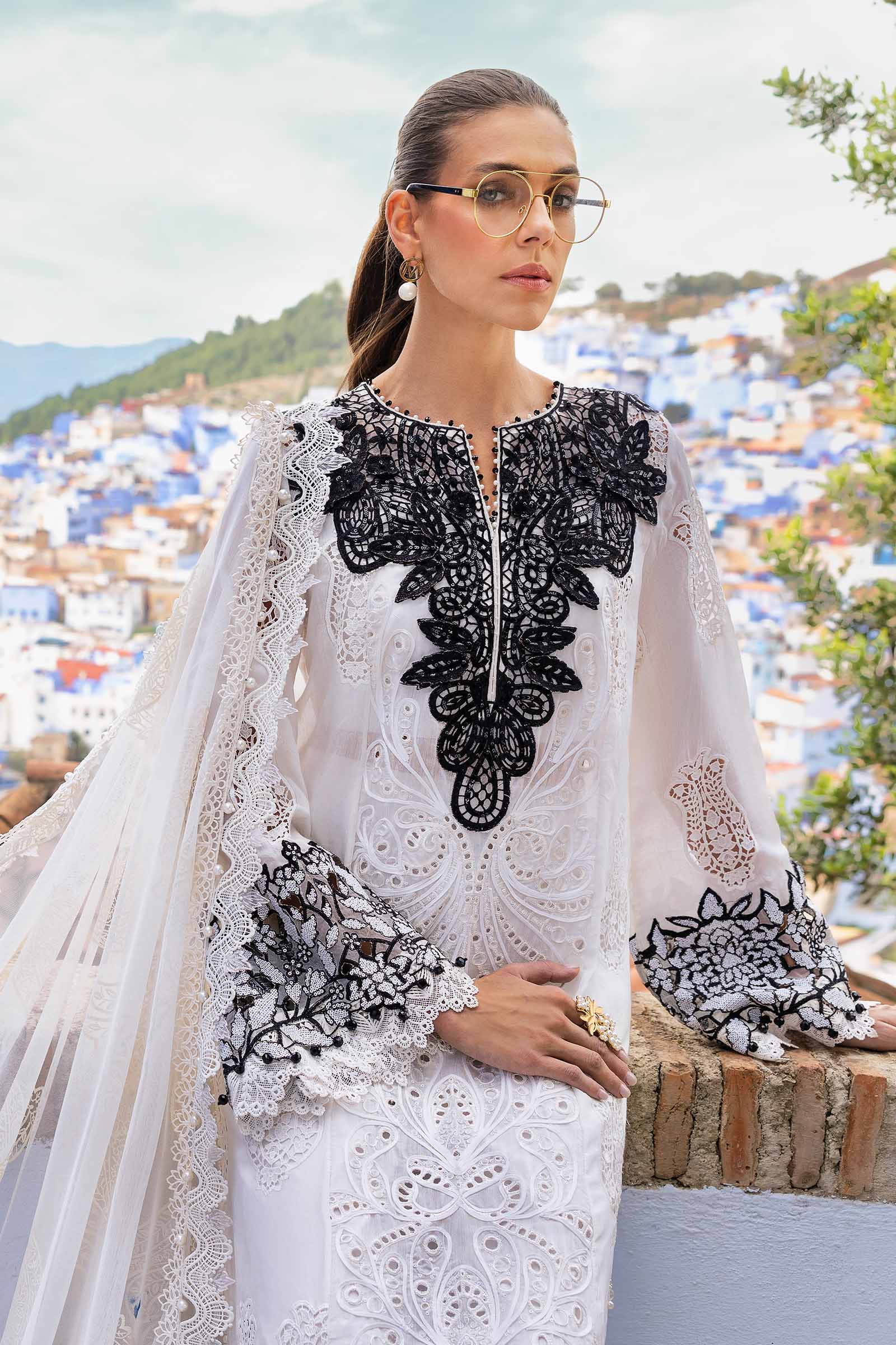 3 Piece Unstitched Embroidered Paper Cotton Suit | D-2505-A - Silko Store