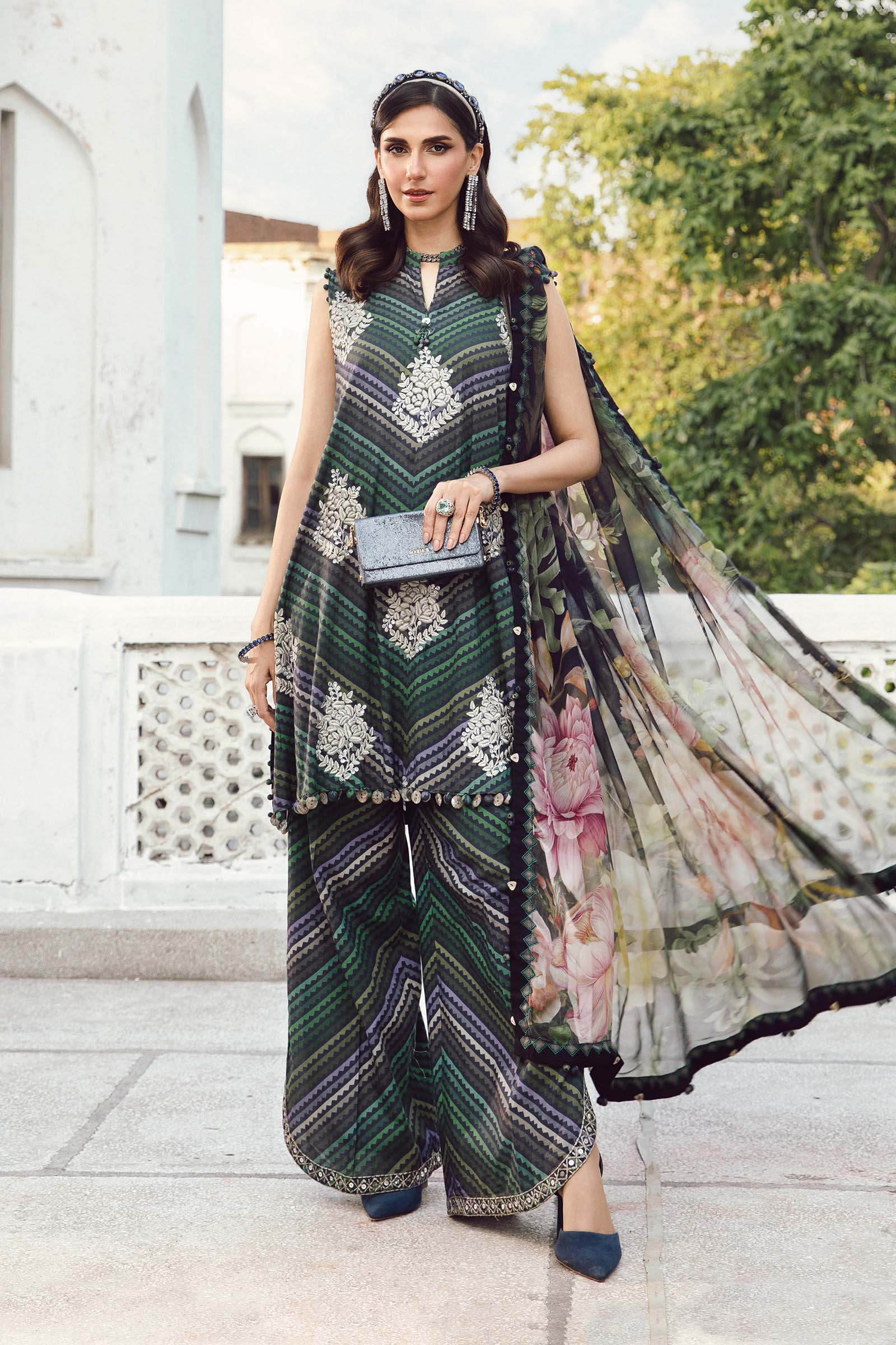 3 Piece Unstitched Embroidered Cambric Suit | MPT-2705-A - My Store