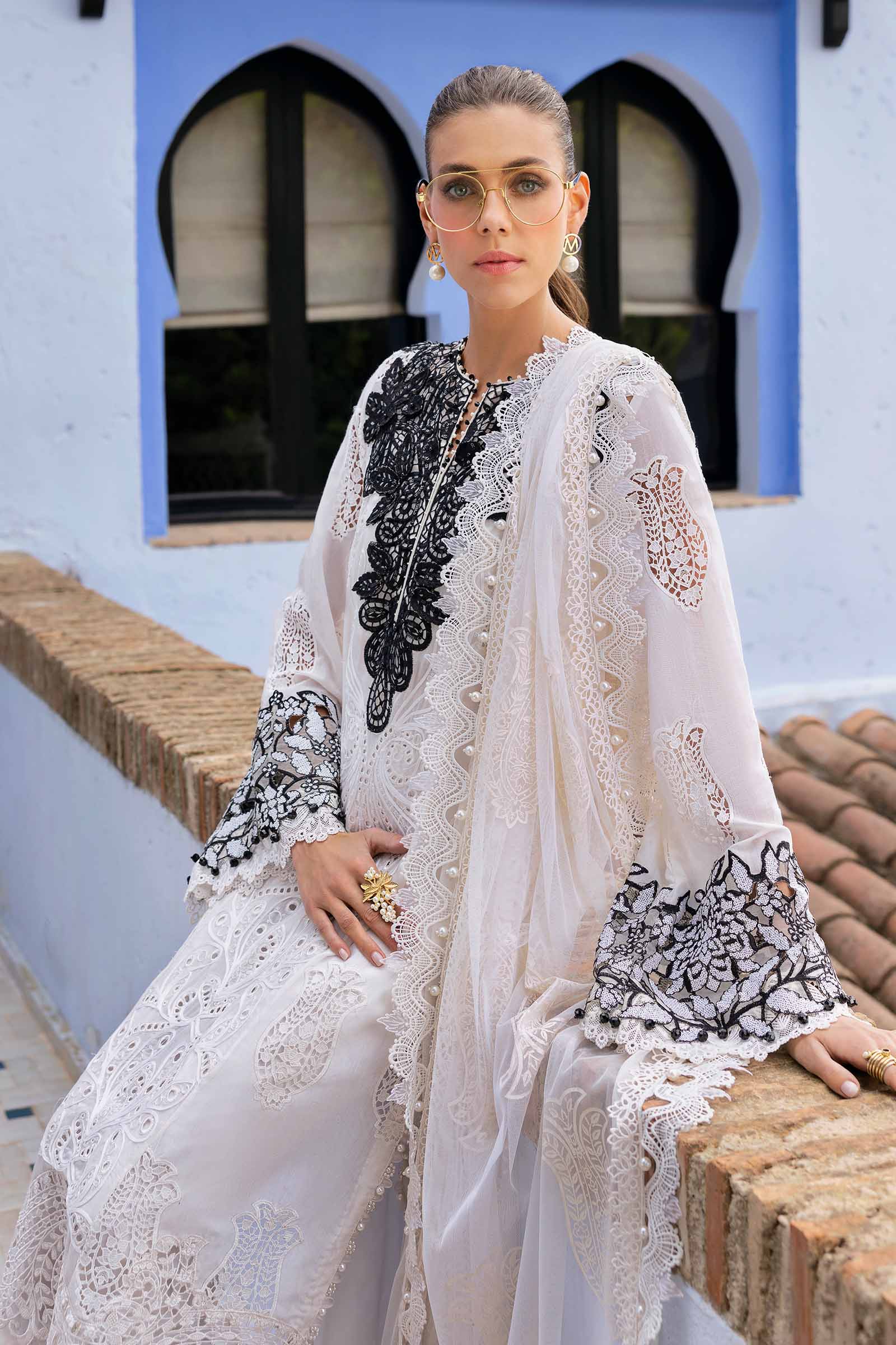 3 Piece Unstitched Embroidered Paper Cotton Suit | D-2505-A - Silko Store