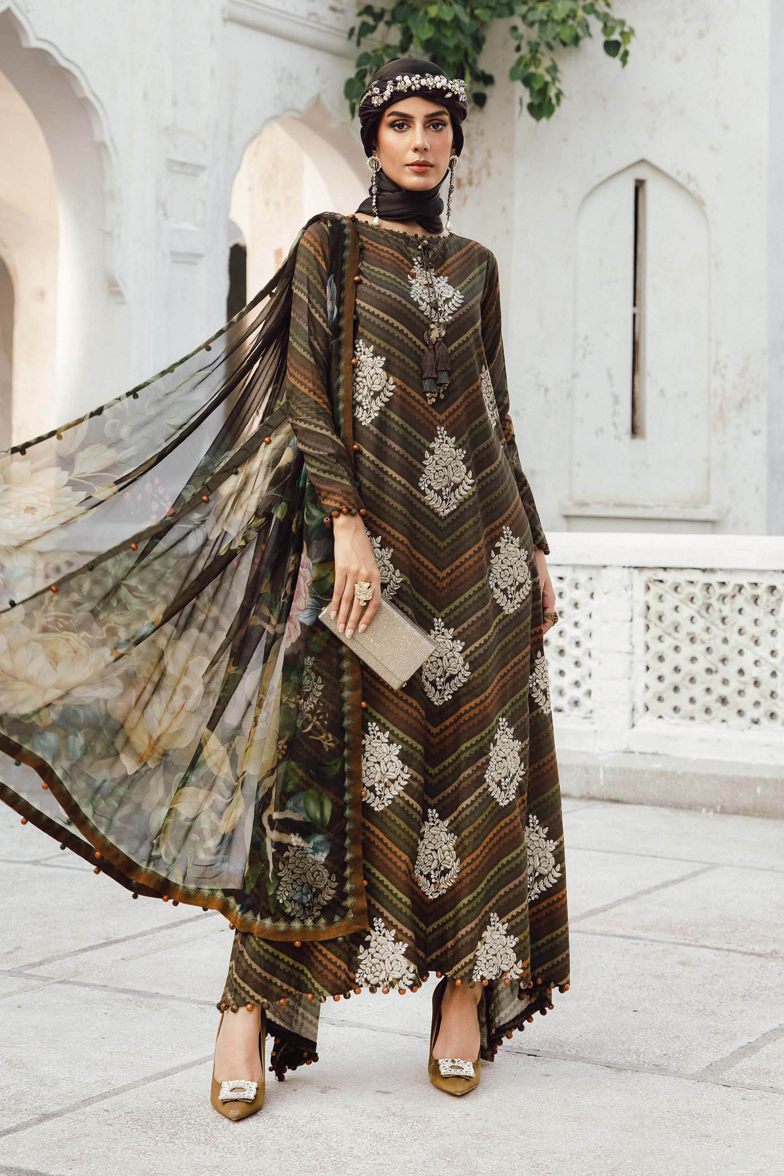 3 Piece Unstitched Embroidered Cambric Suit | MPT-2705-B - My Store