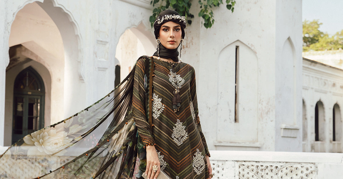 3 Piece Unstitched Embroidered Cambric Suit | MPT-2705-B - My Store