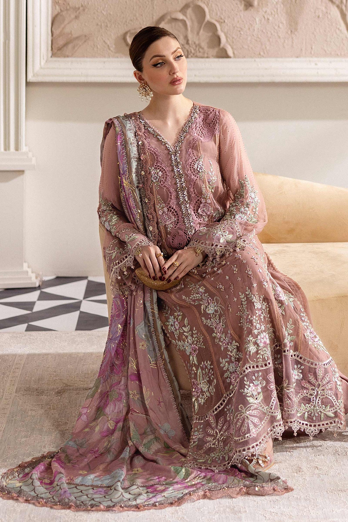 3 Piece Unstitched Embroidered Chiffon Suit | MPC-25-105 - My Store