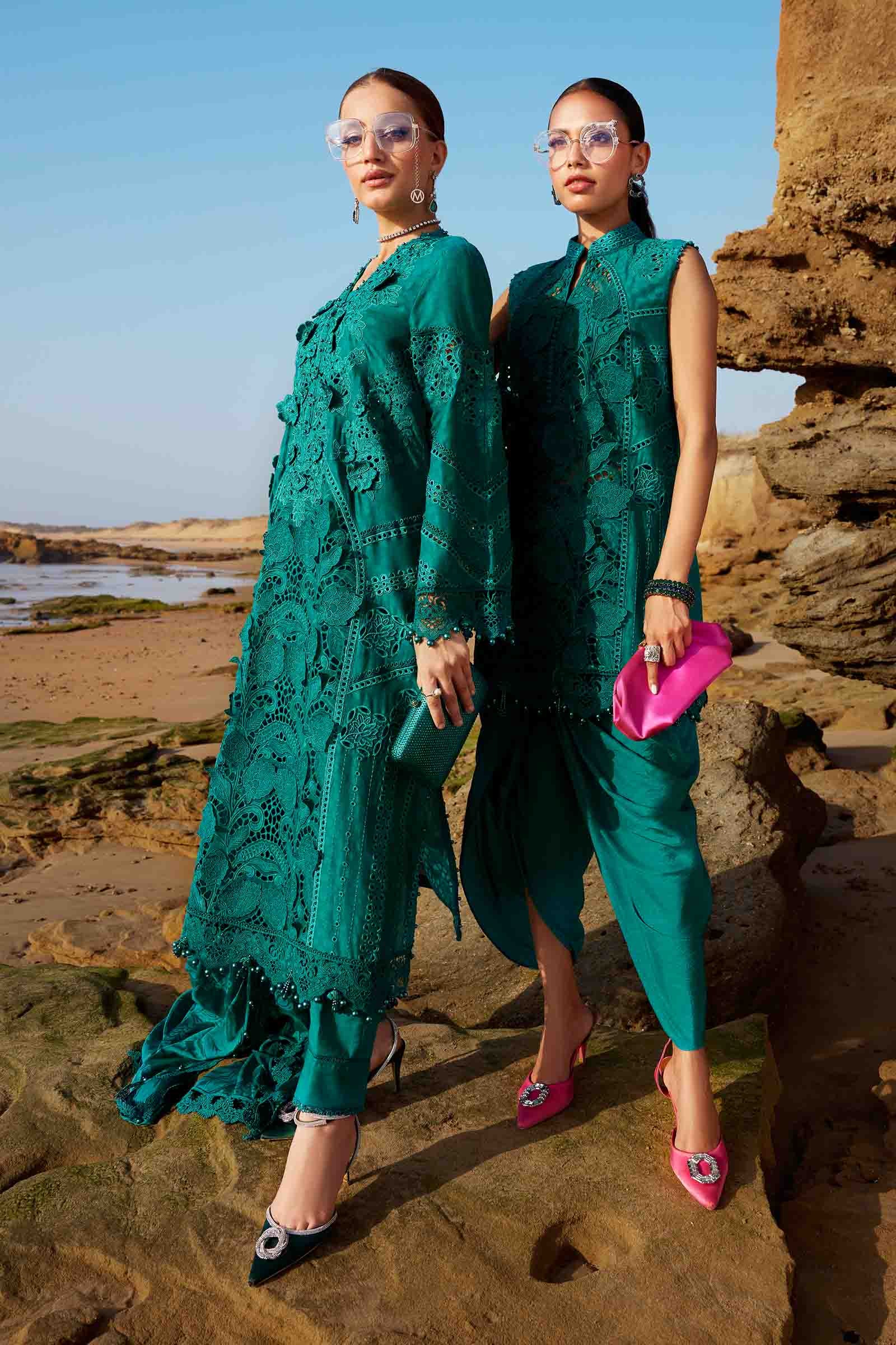 3 Piece Unstitched Embroidered Organza Lawn Suit | EID LAWN-25-05 - Silko Store