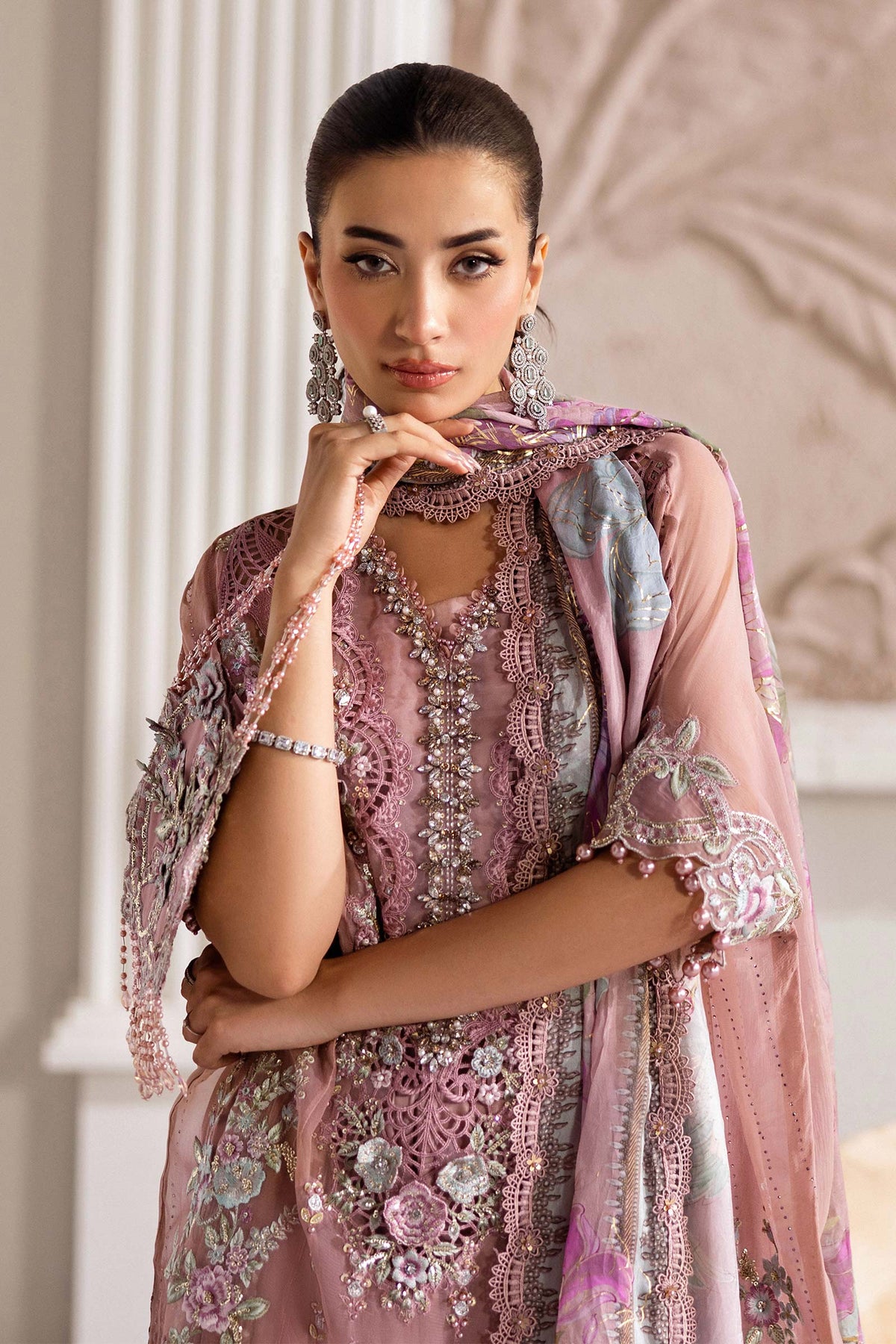 3 Piece Unstitched Embroidered Chiffon Suit | MPC-25-105 - My Store